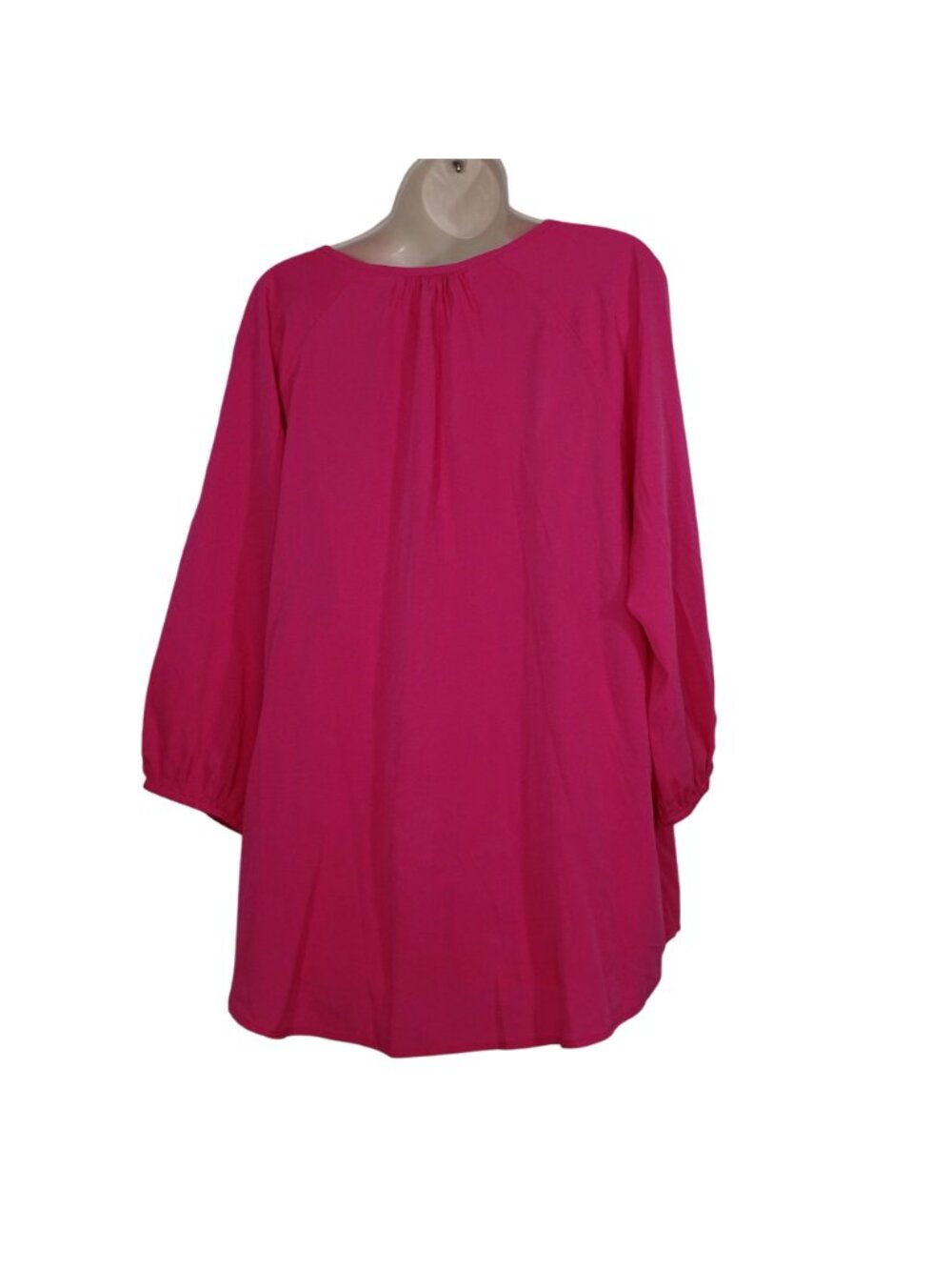 KC Khakis and Co Pink Studded Pullover Tunic Top Women Size L V-neck Long Sleeve - Picture 4 of 7
